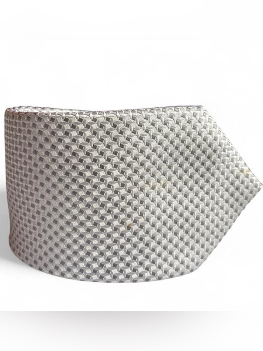 Stafford Silver Gray Textured Geometric Silk Tie